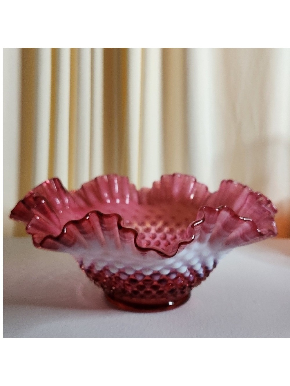 Fenton Cranberry Opalescent Hobnail Bowl